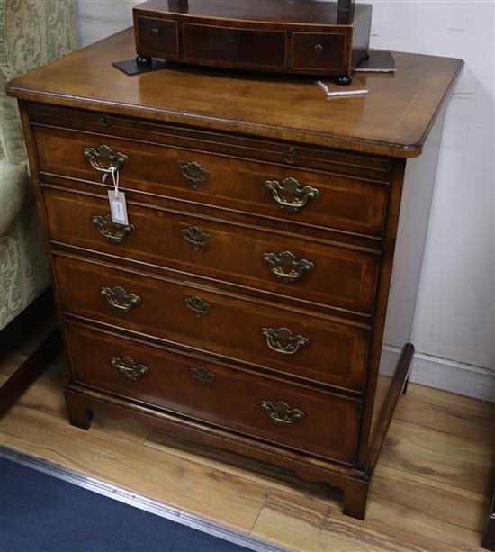 Titchmarsh and Goodwin walnut chest with brush and slide and four drawers W.76cm